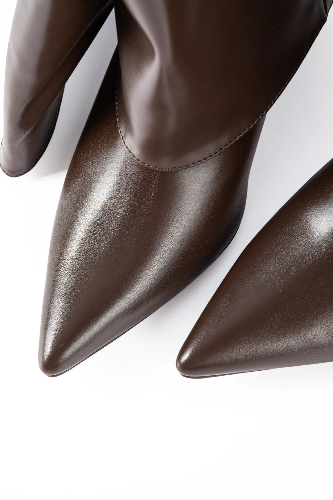 Leather Pointed Toe Mid-Calf Boots