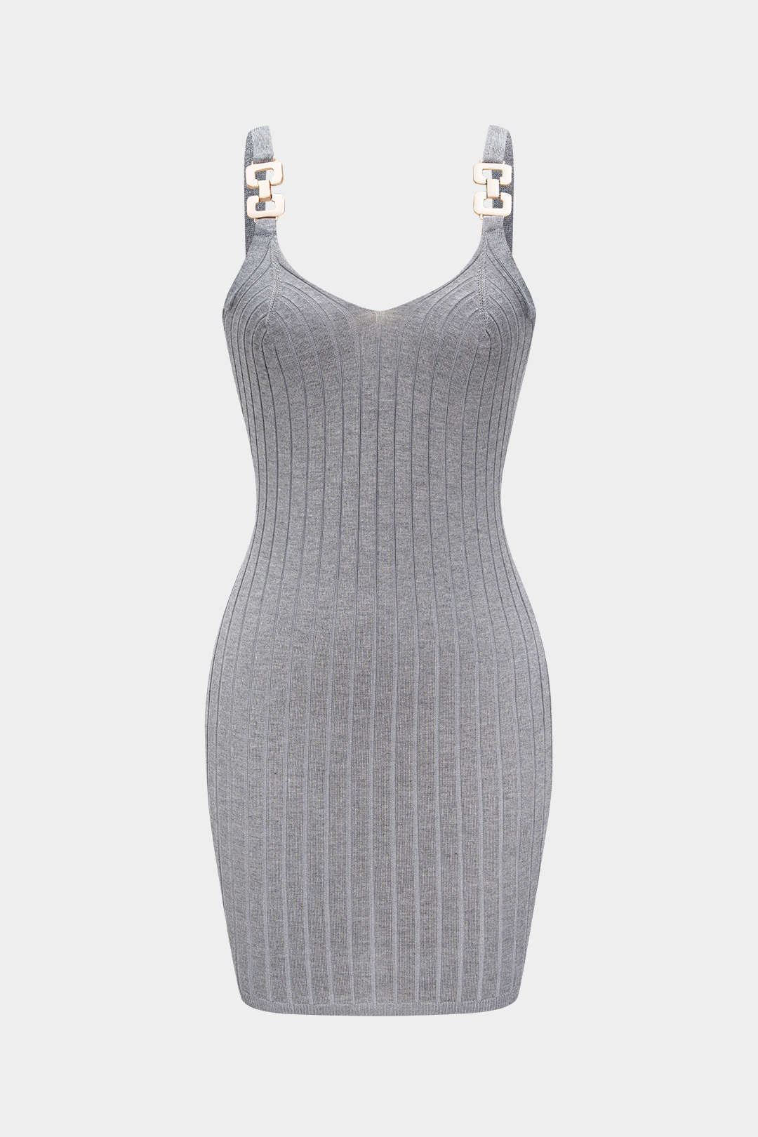 Knit Tank V-Neck Metallic Decor Sleeveless Dress
