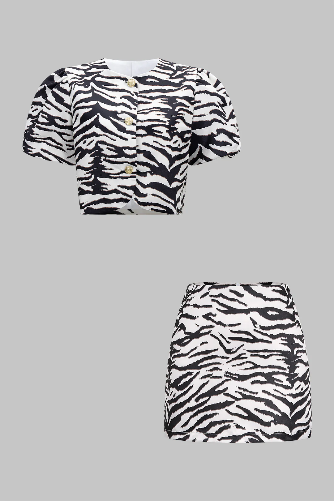 Zebra Stripe Print Zipper Mini Skirt