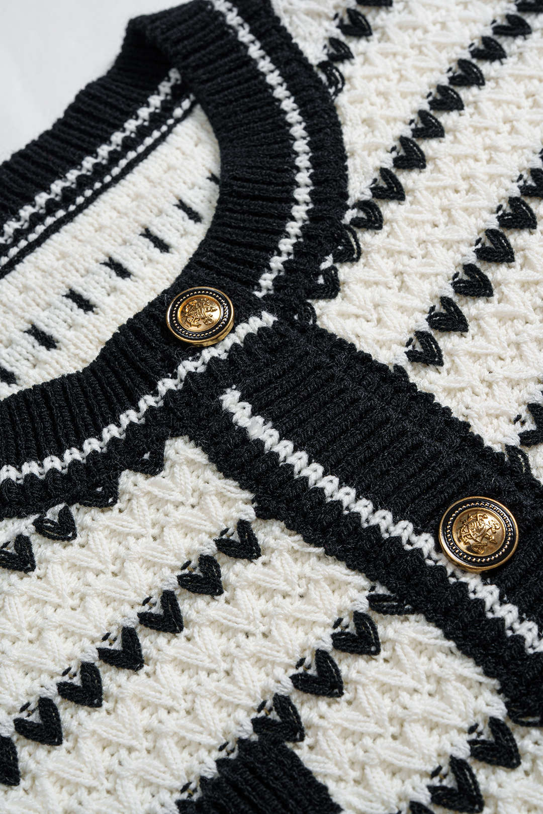 Knit Contrast Button Cardigan