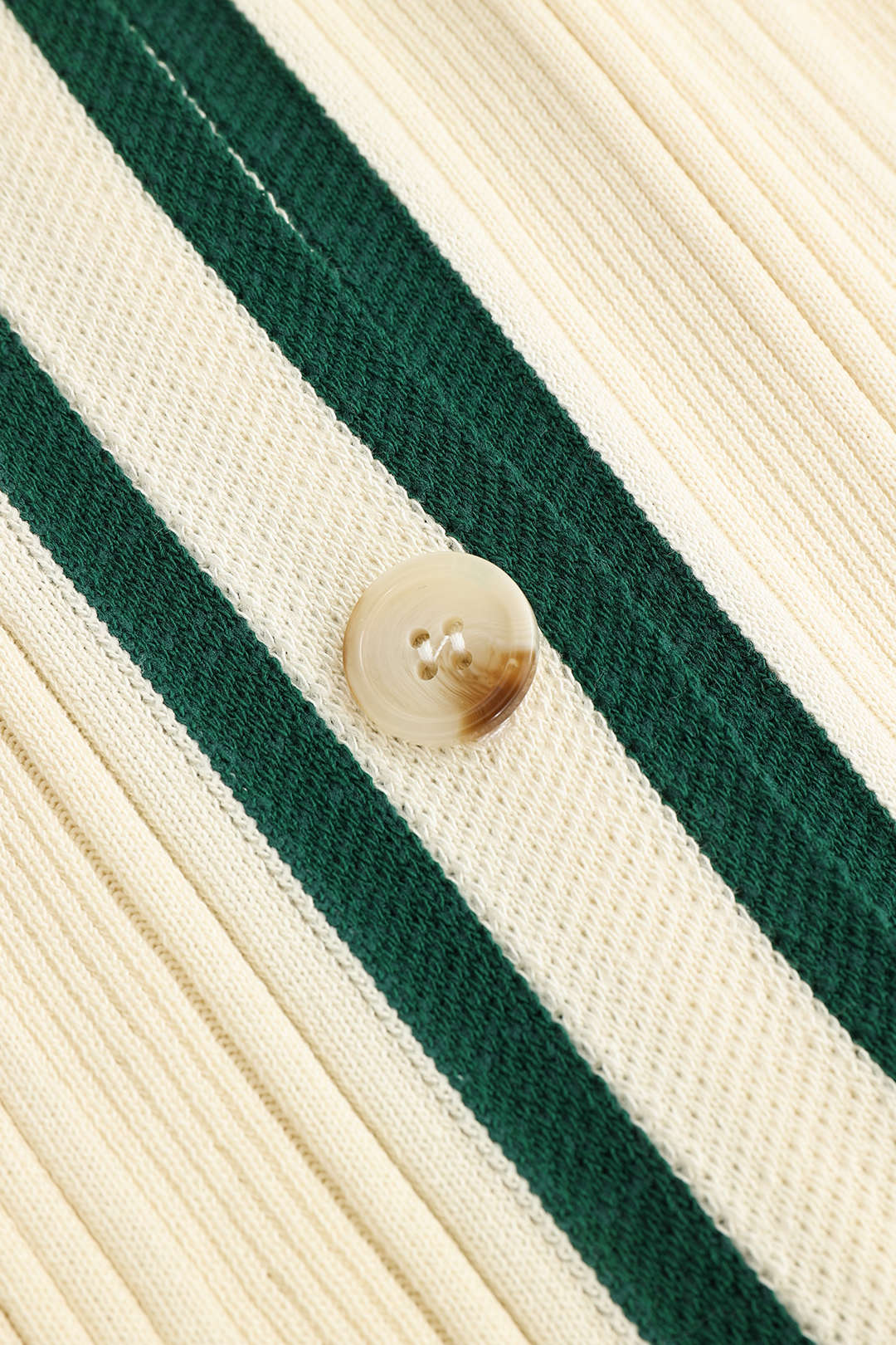 Contrast Trim Button-Down Knit Dress