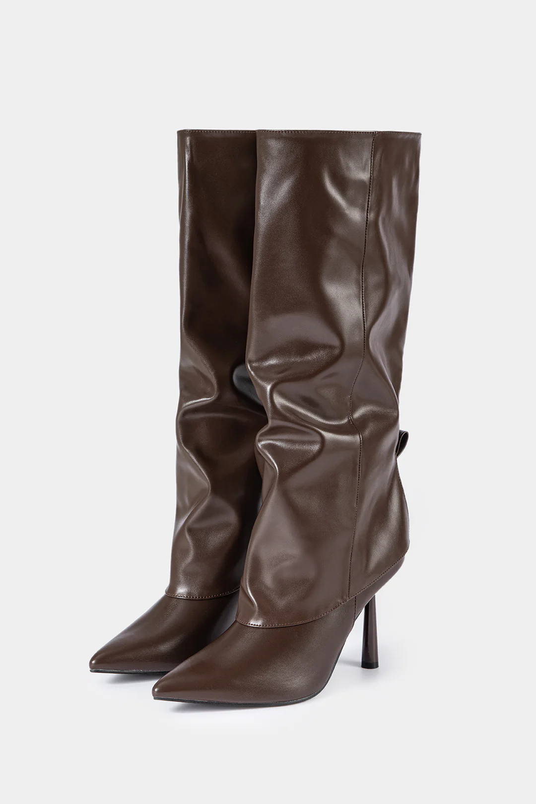 Leather Pointed Toe Mid-Calf Boots