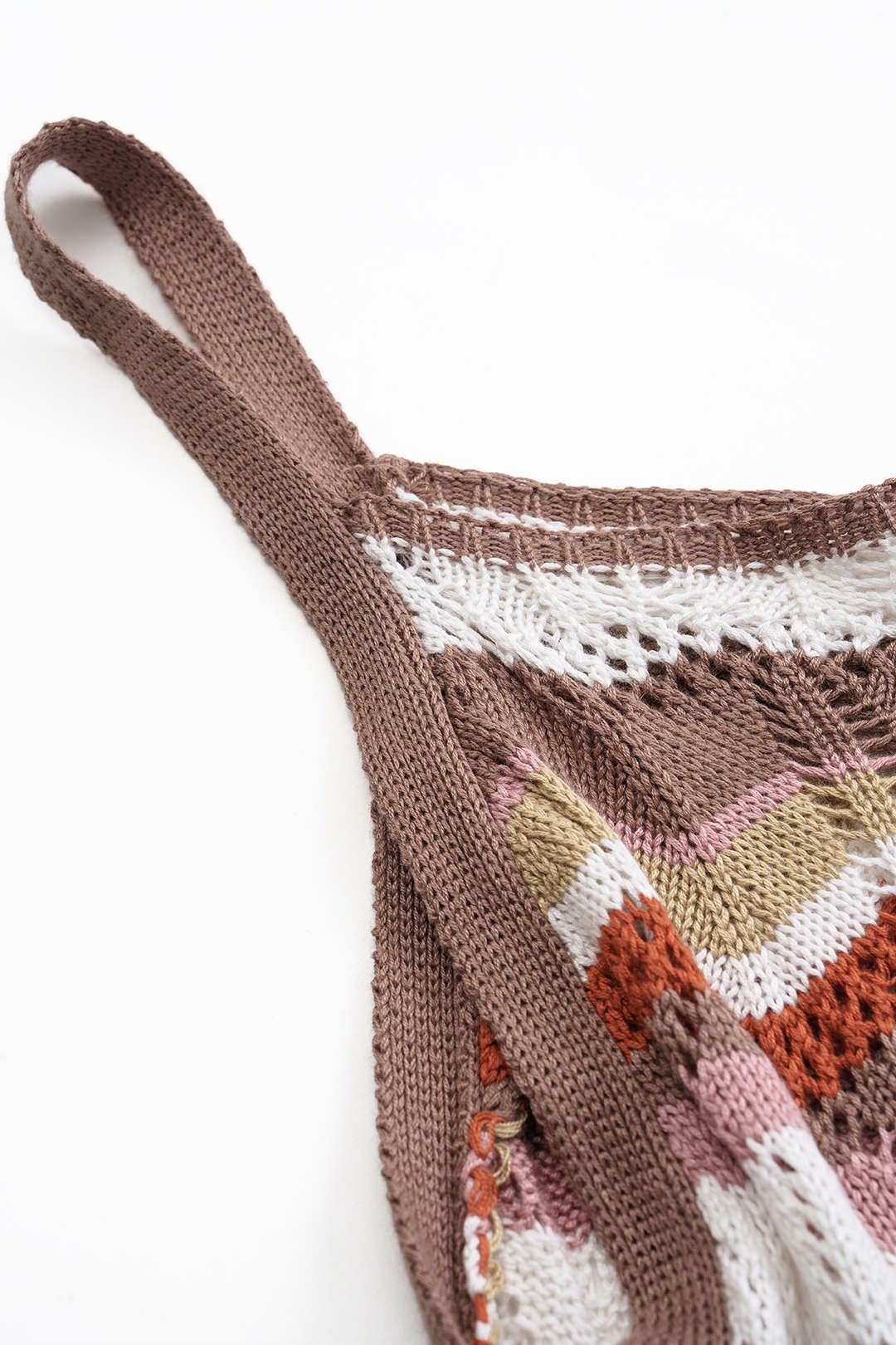 Knit Stripe Print Hollow Out Tank Sleeveless Dress