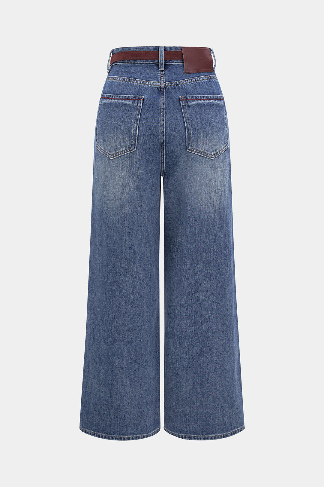 Denim Washed Belted Jeans