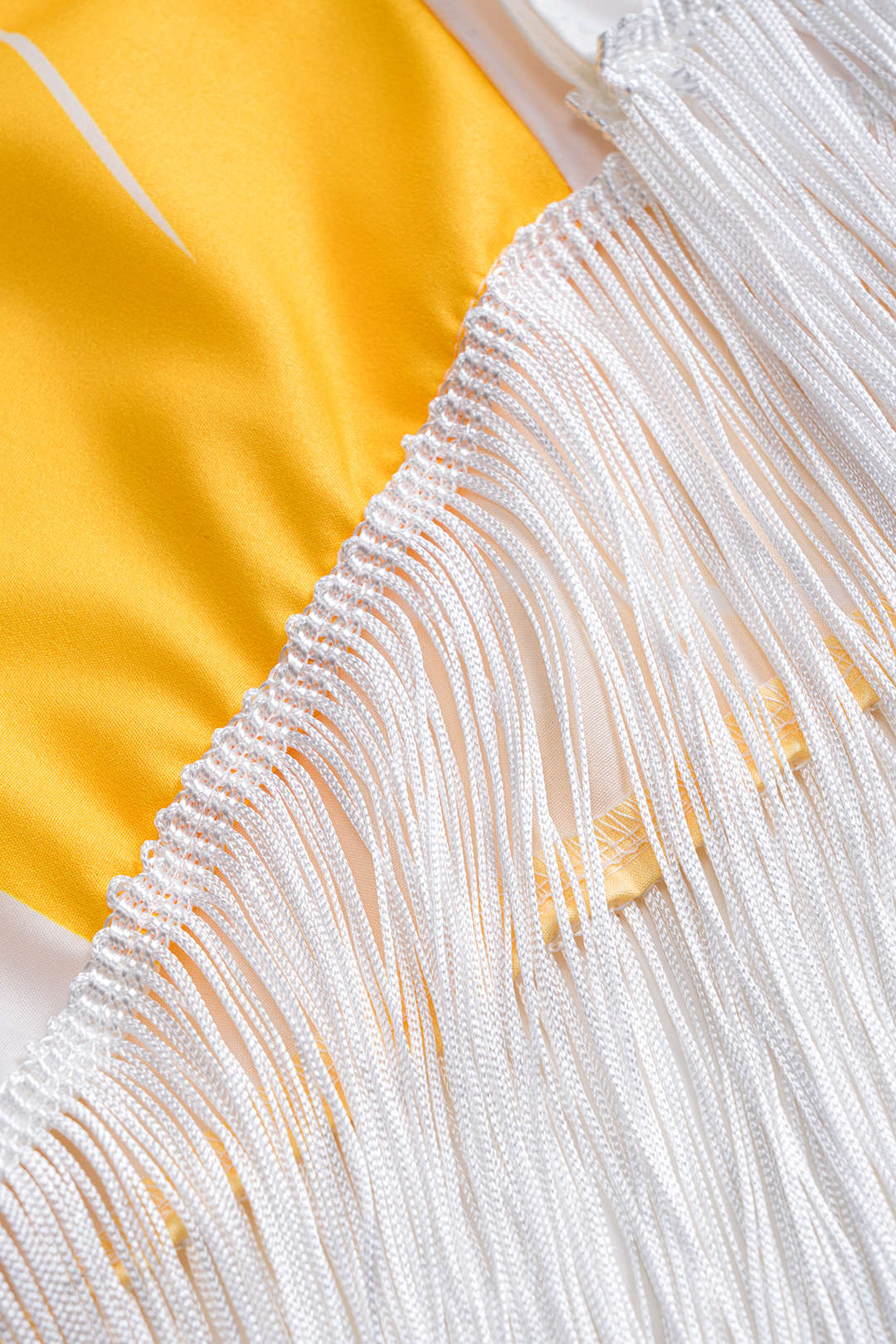 Abstract Print Ruched Asymmetric One-Shoulder Long Sleeve Top and Fringe Skirt Set