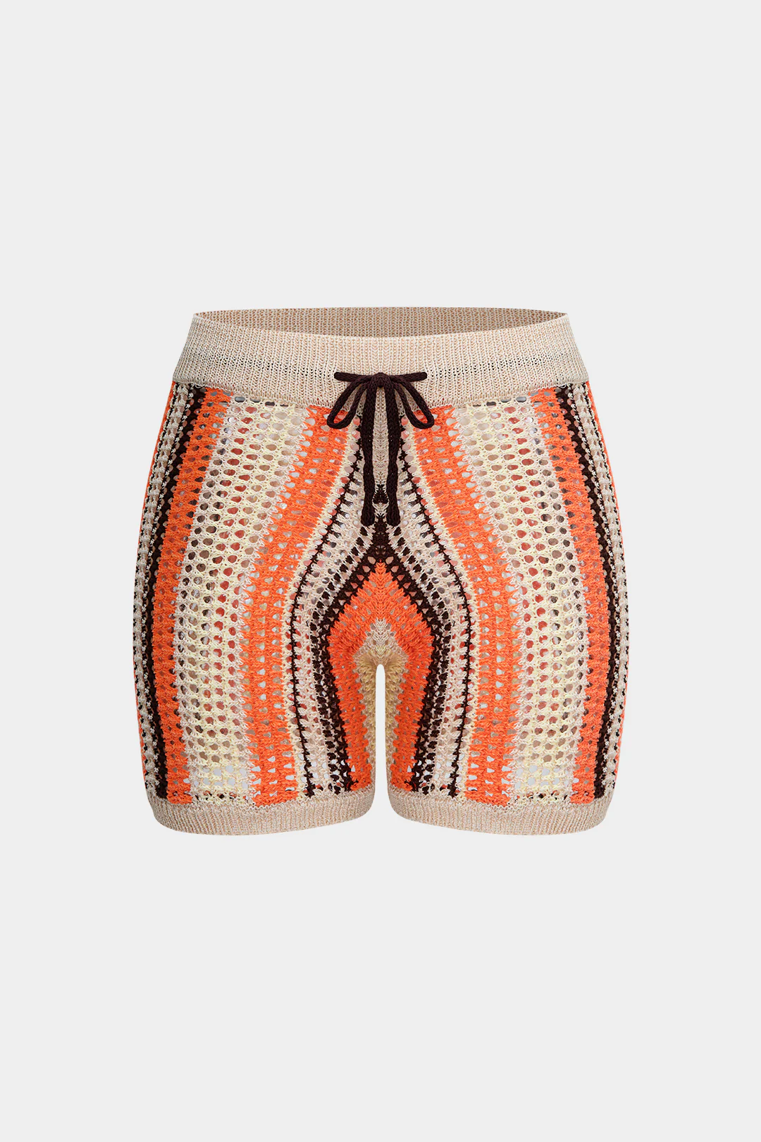 Contrast Print Knit Hollow Out Shorts