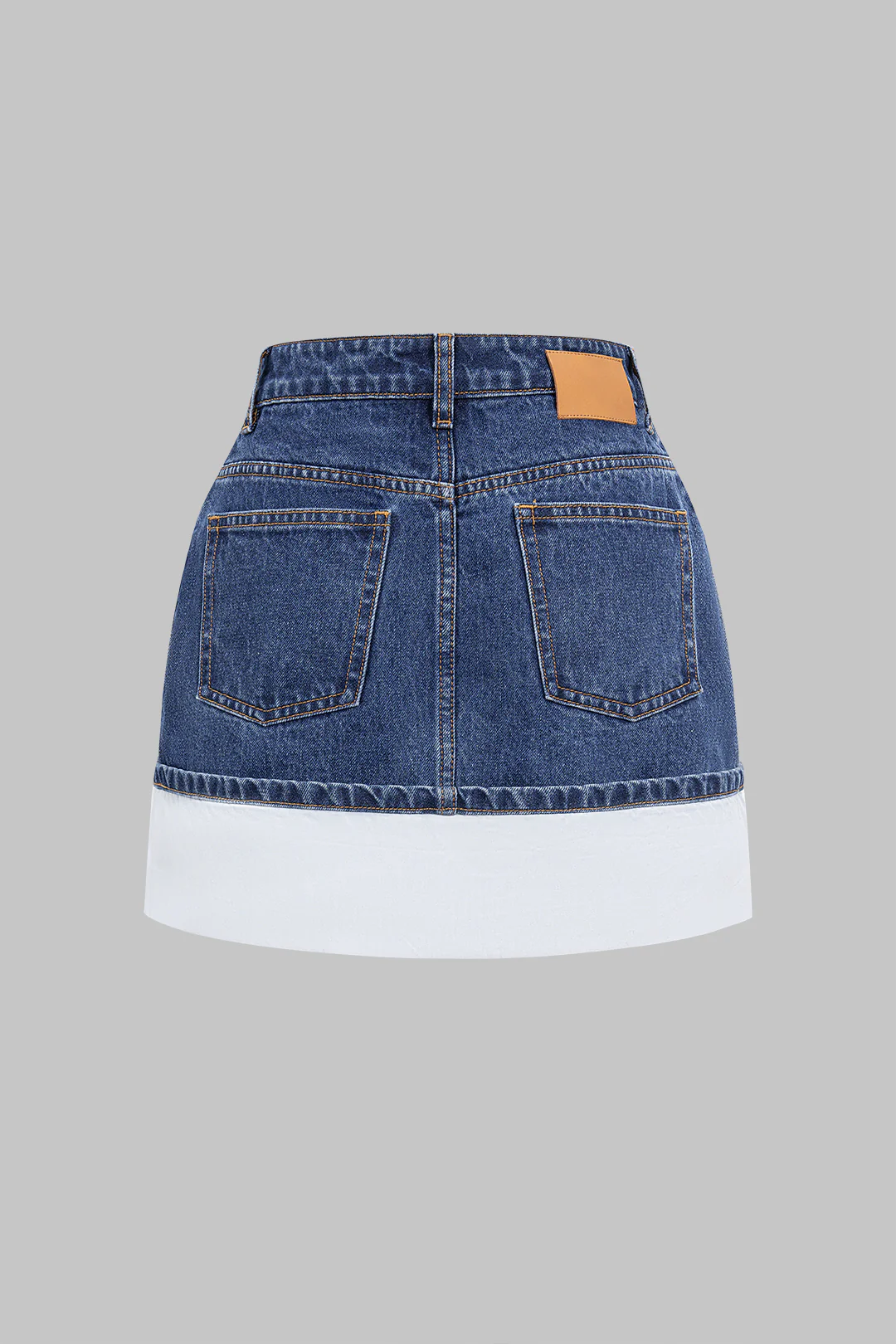 Asymmetrical Patchwork Zipper Denim Skirt