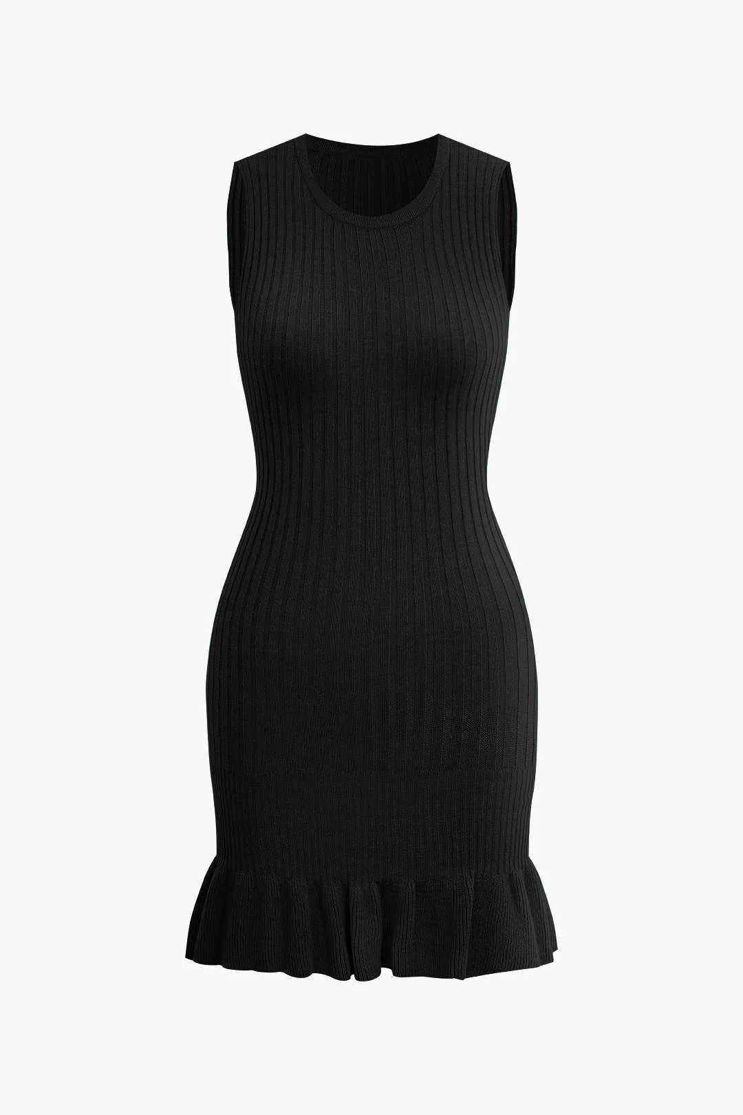Ruffled Hem Sleeveless Knit Mini Dress