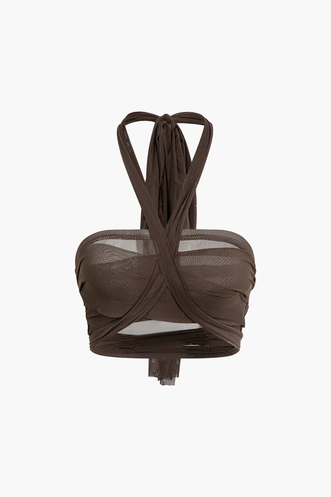 Knot-Tie Halter Mesh Tank Top and Mini Skirt Set