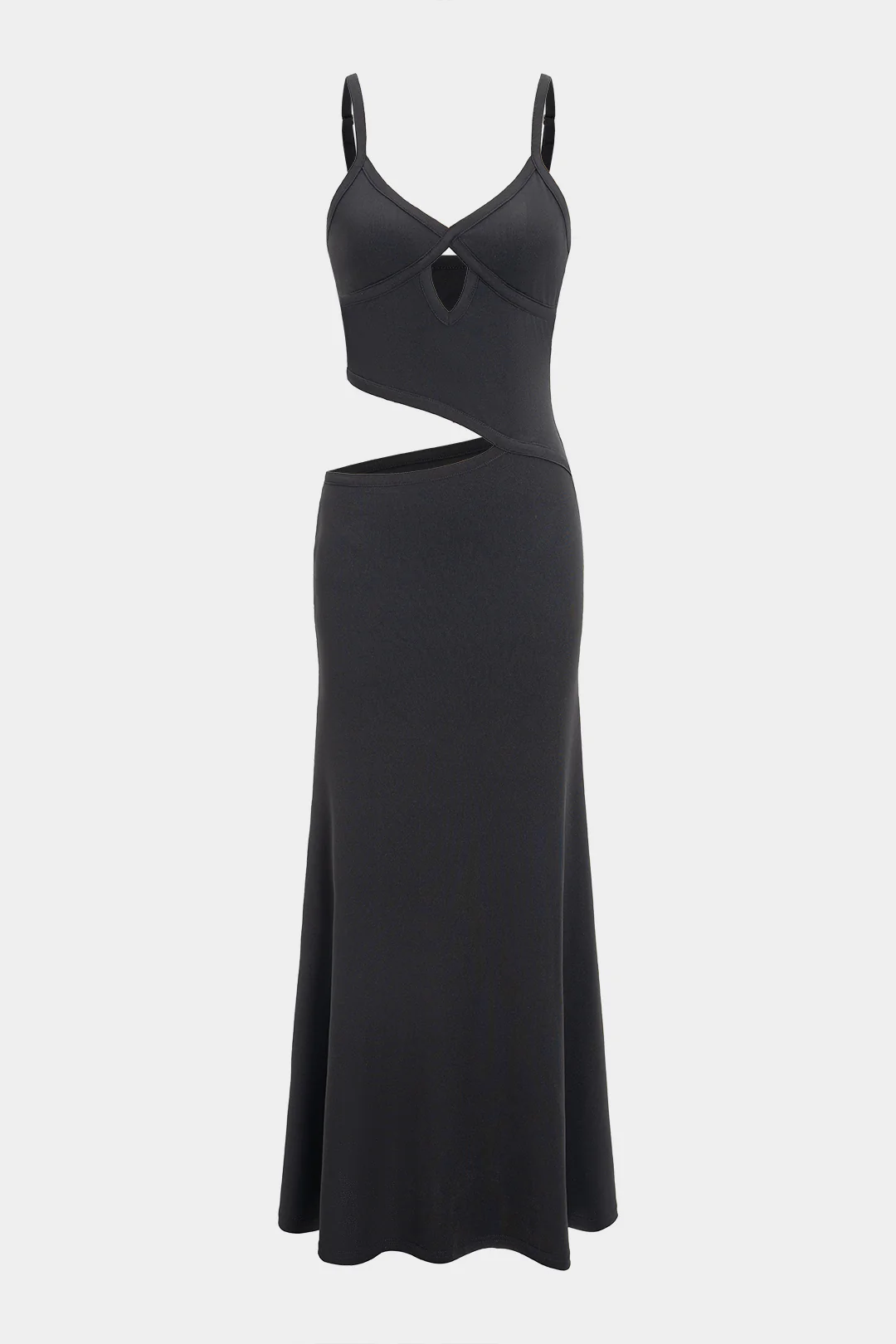 Cut Out V-Neck Patchwork Sleeveless Slip Maxi Dress