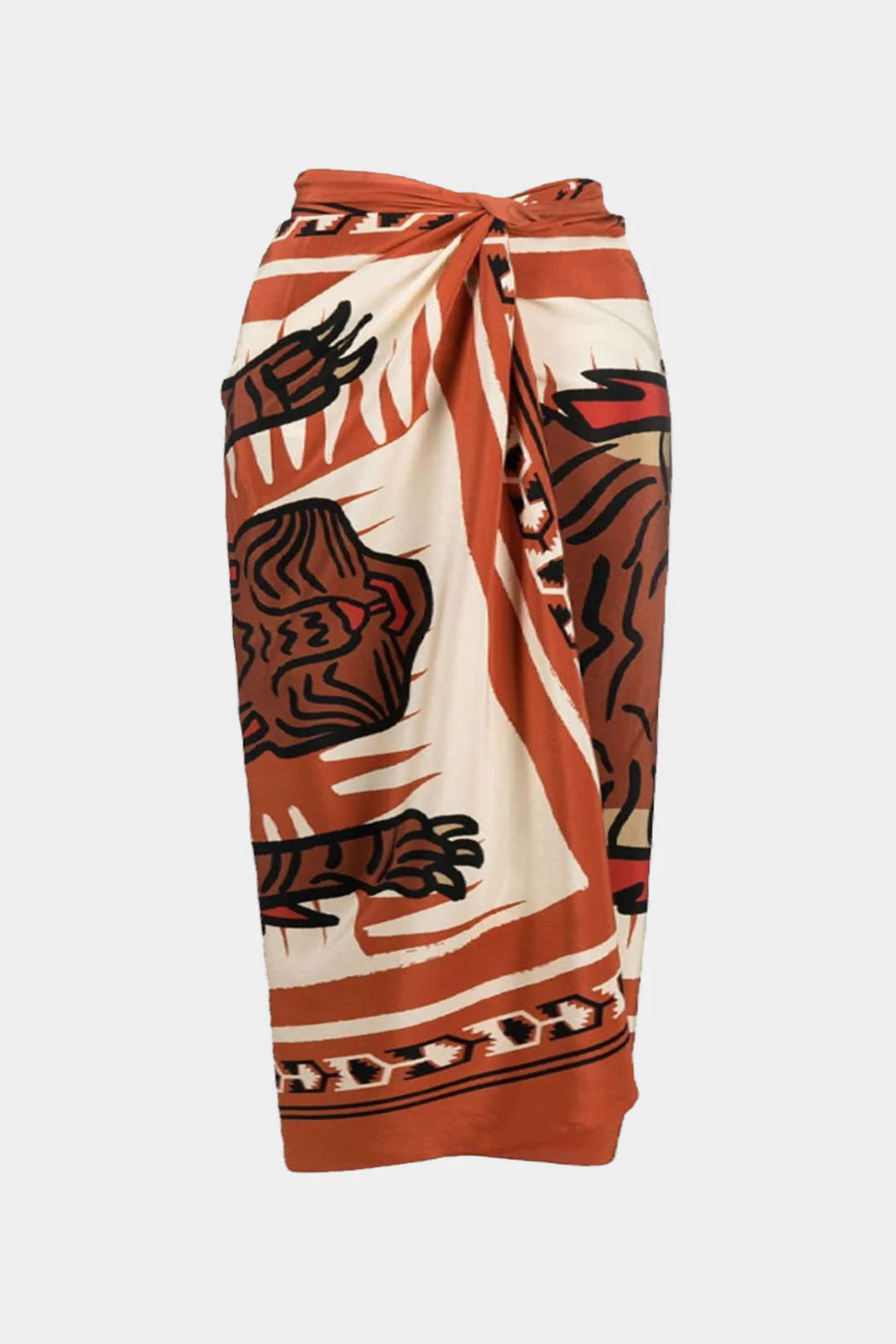 Plus Size Tiger Print Wrap Skirt with Knot