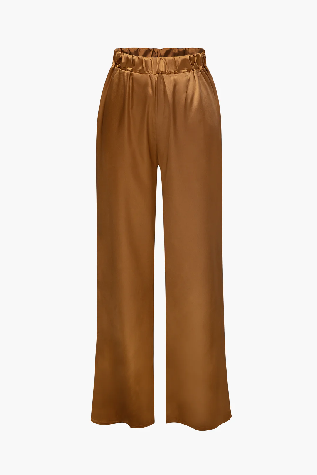 Satin Button-Up Long-Sleeve Shirt and Pants Ensemble