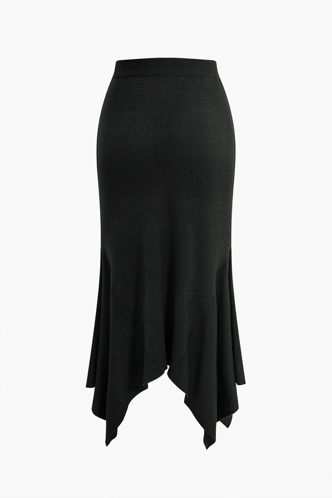 Solid Sweater Asymmetric Skirt