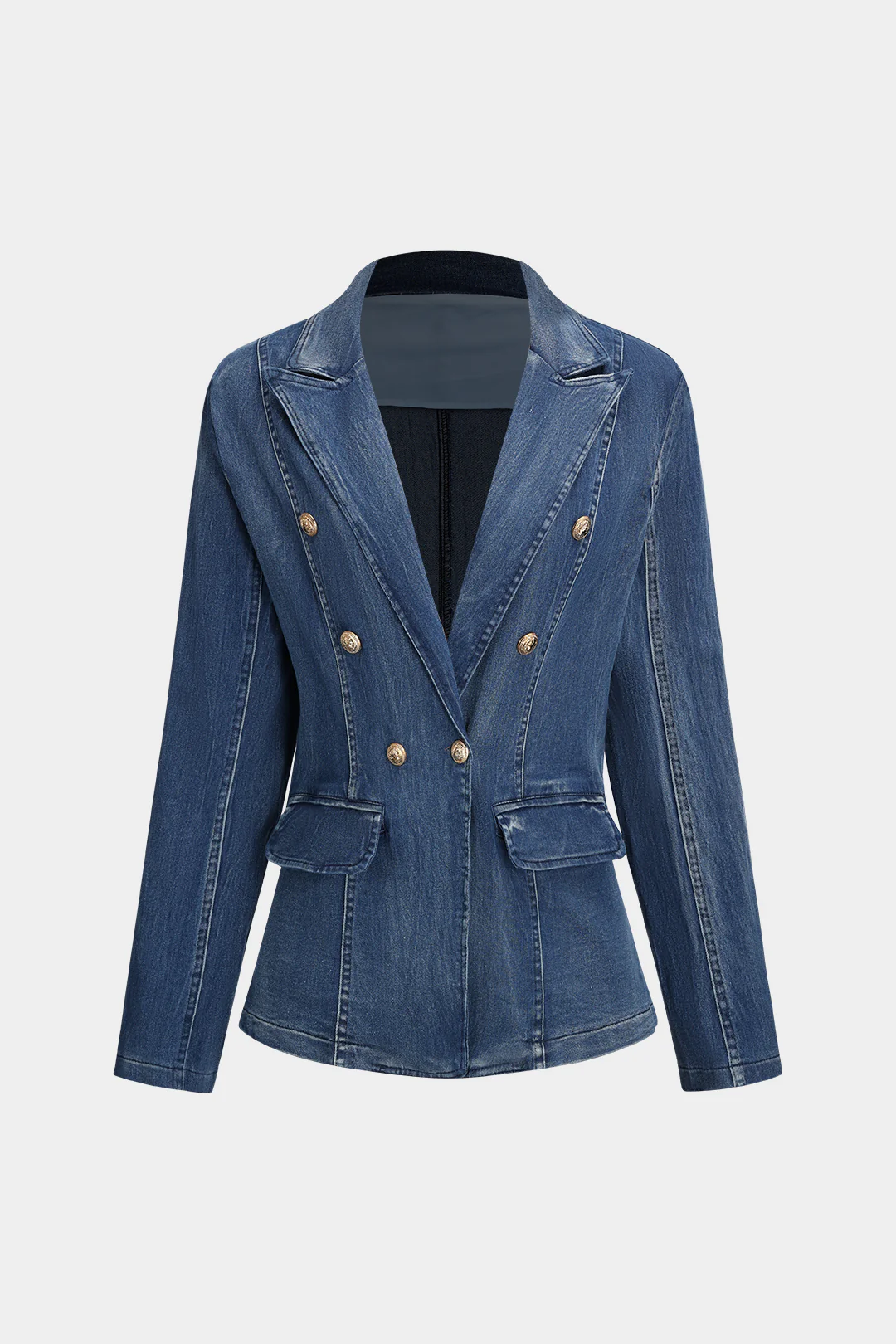 Denim Button Pocket Long Sleeve Jacket