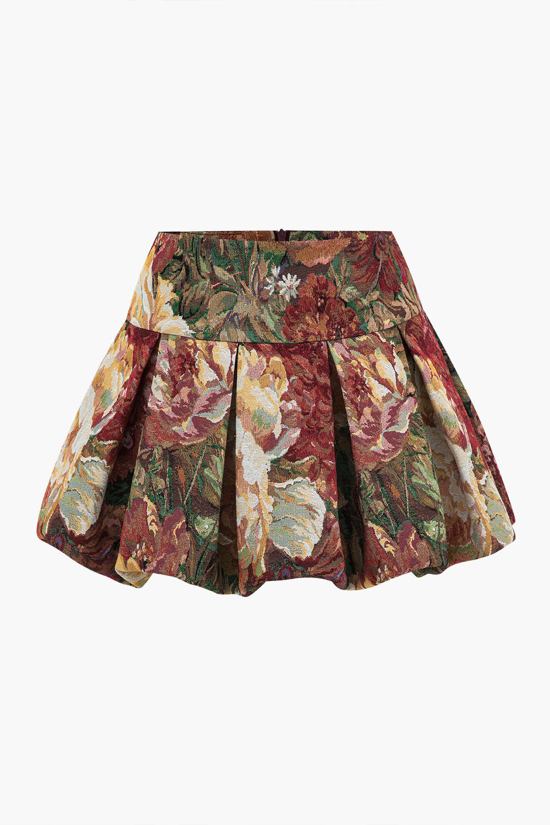 Floral Print High-Waisted Pleated Skirt