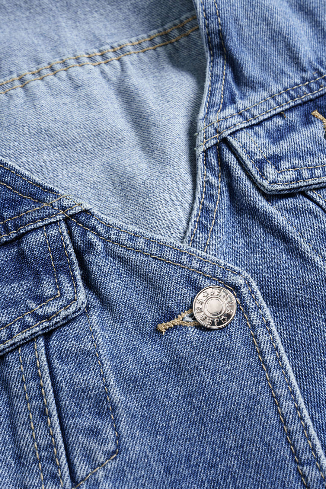 Denim V-Neck Buttoned Vest