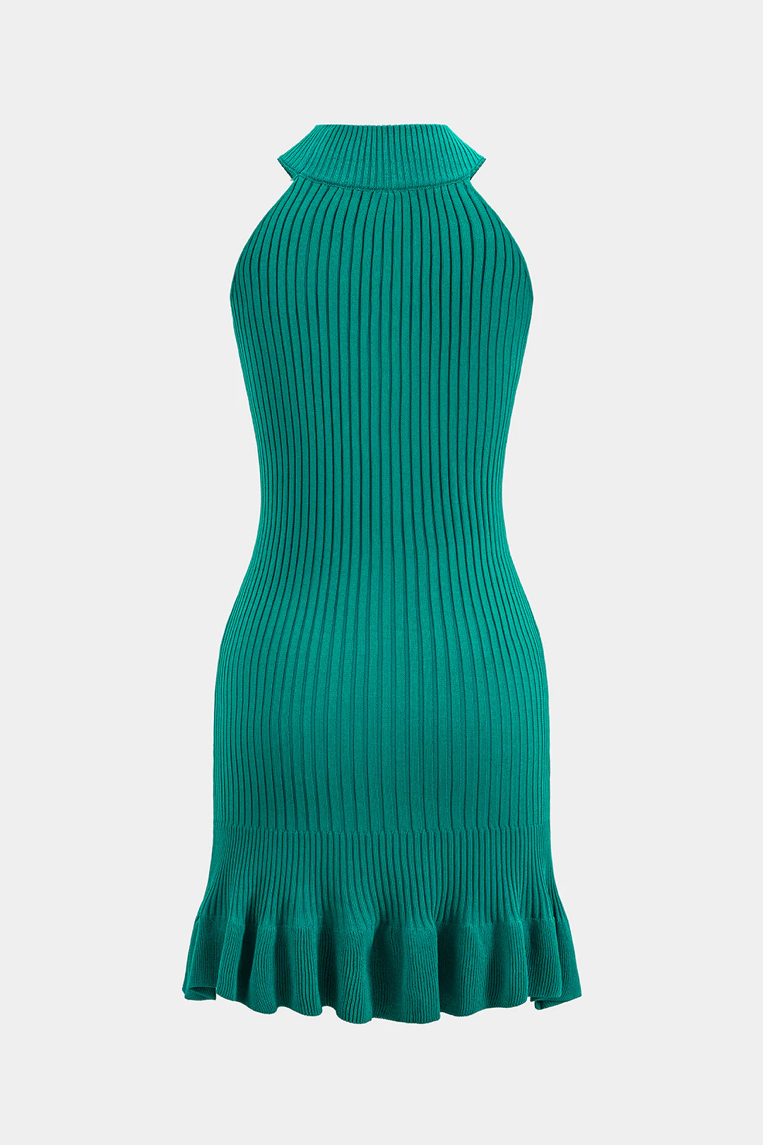 Knit Hollow-Out Pleated Ruffle Sleeveless Dress