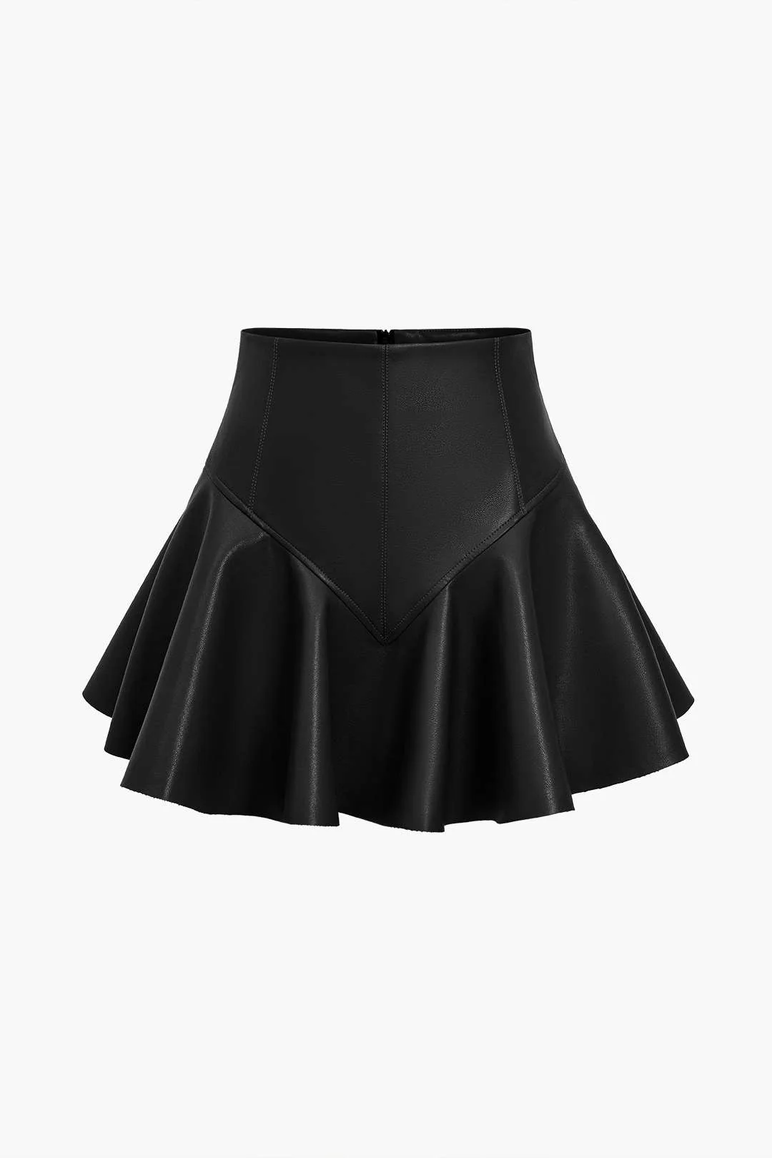 Basic Faux Leather Ruched Mini Skirt
