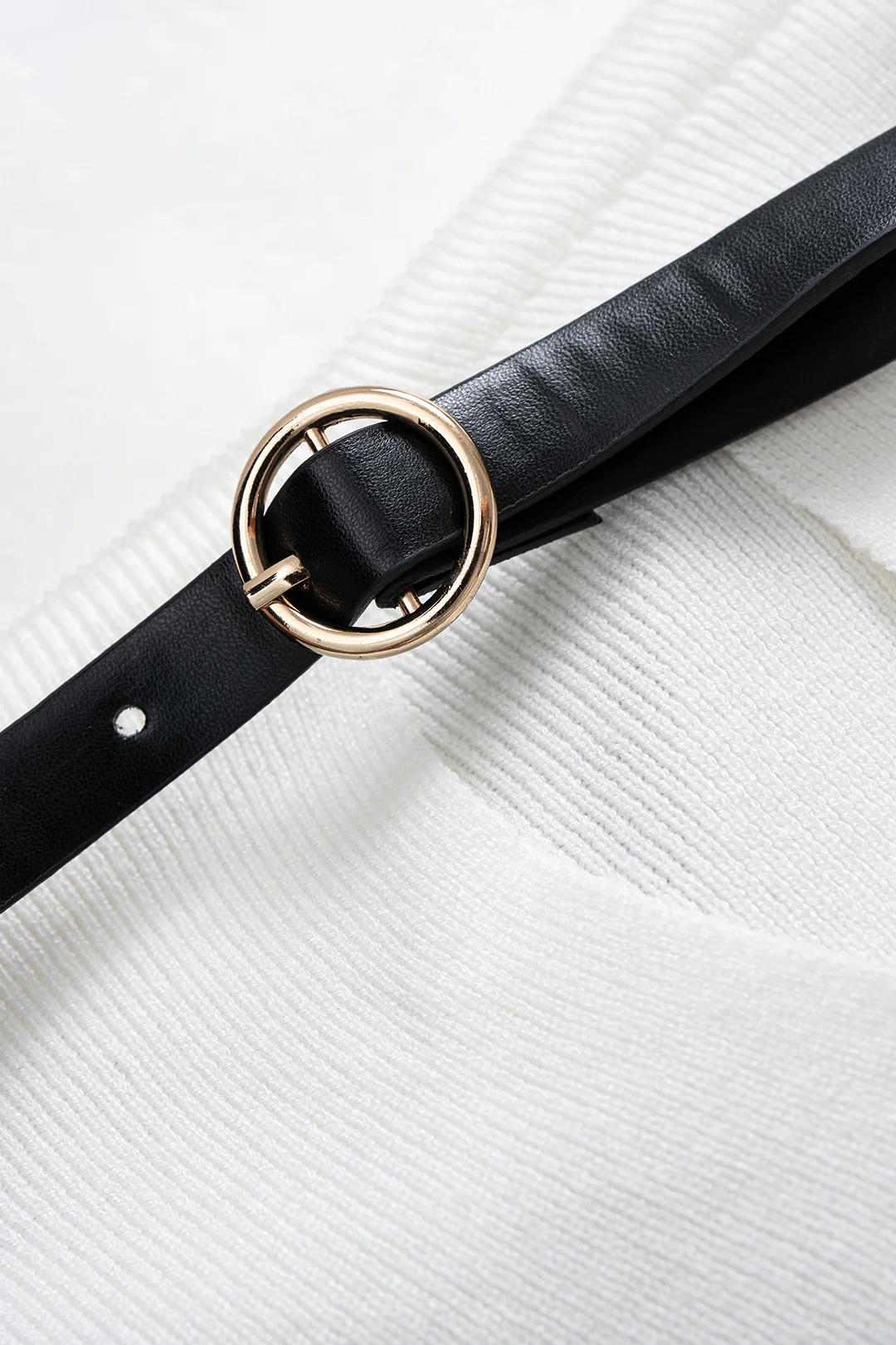 Belted Off Shoulder Cut Out Long-Sleeve Top