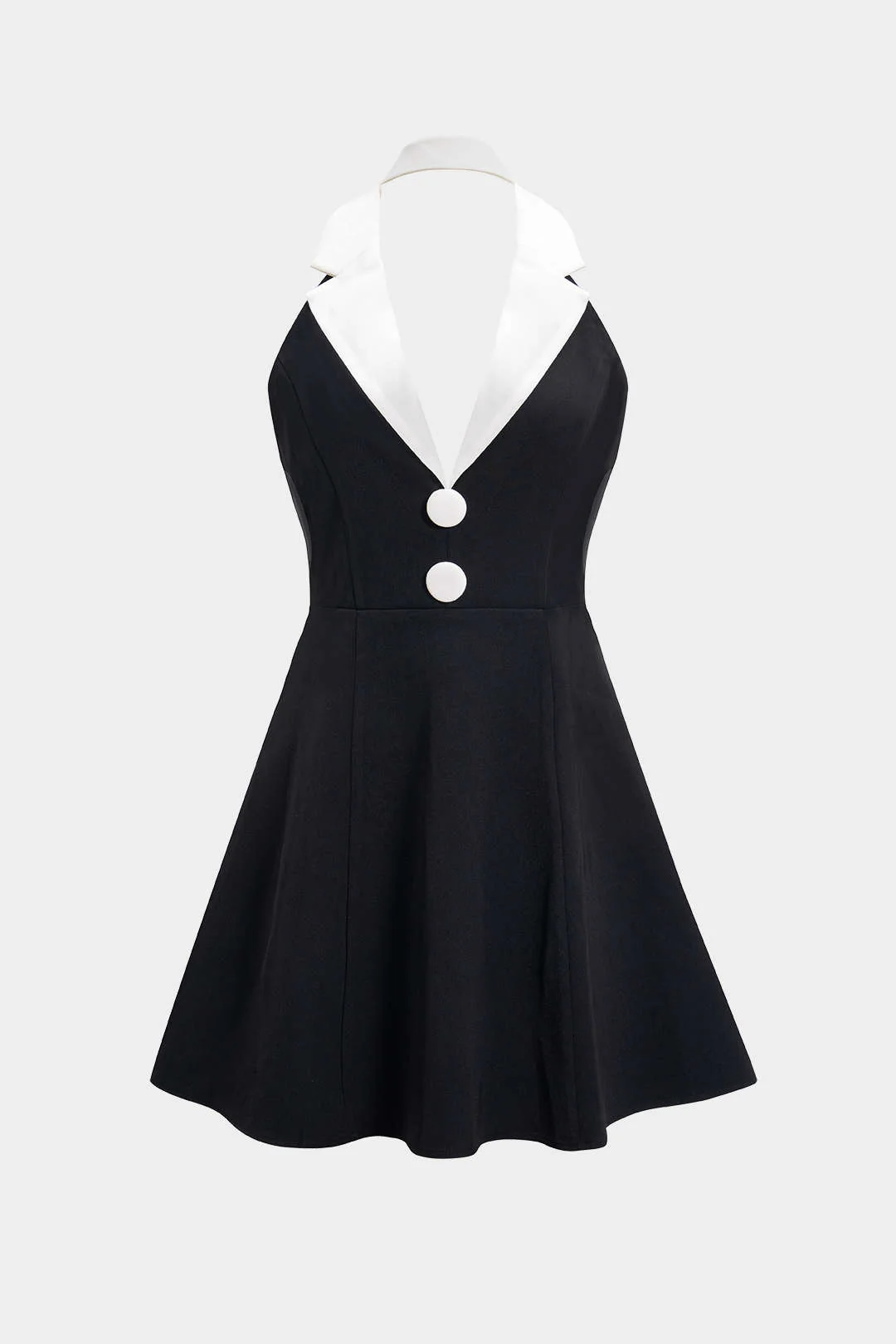 Contrast V-Neck Backless Sleeveless Mini Dress