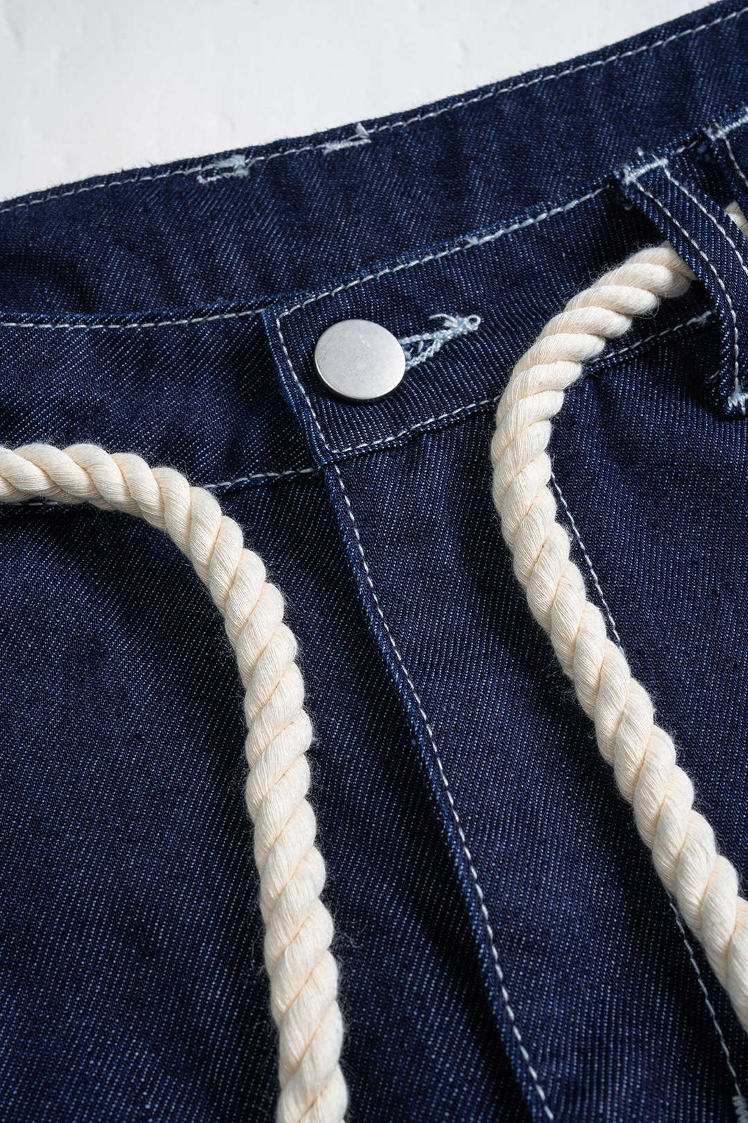 Denim Tie Front Ruched Jeans