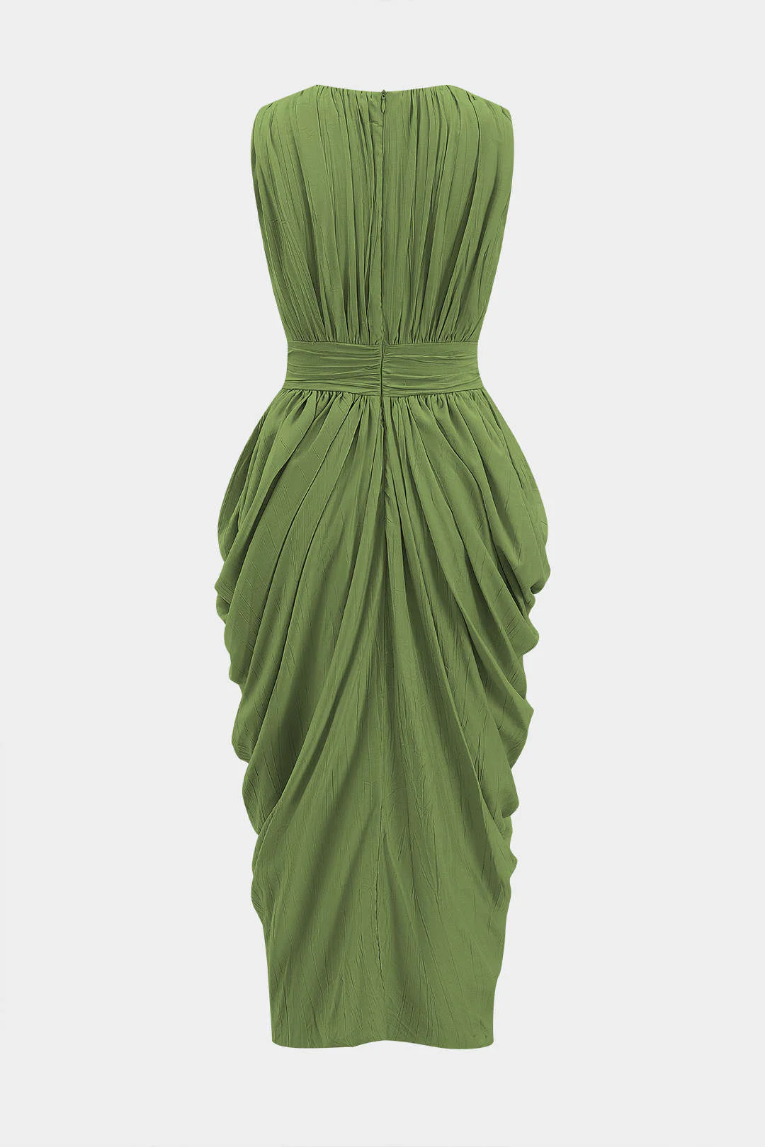Ruched V-Neck Sleeveless Maxi Dress