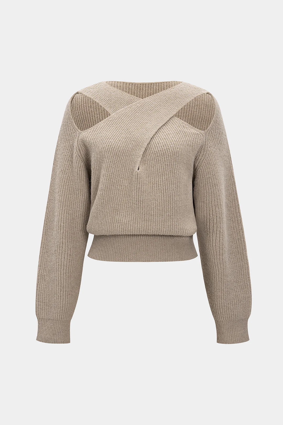 Knit Crossed Long-Sleeve Top