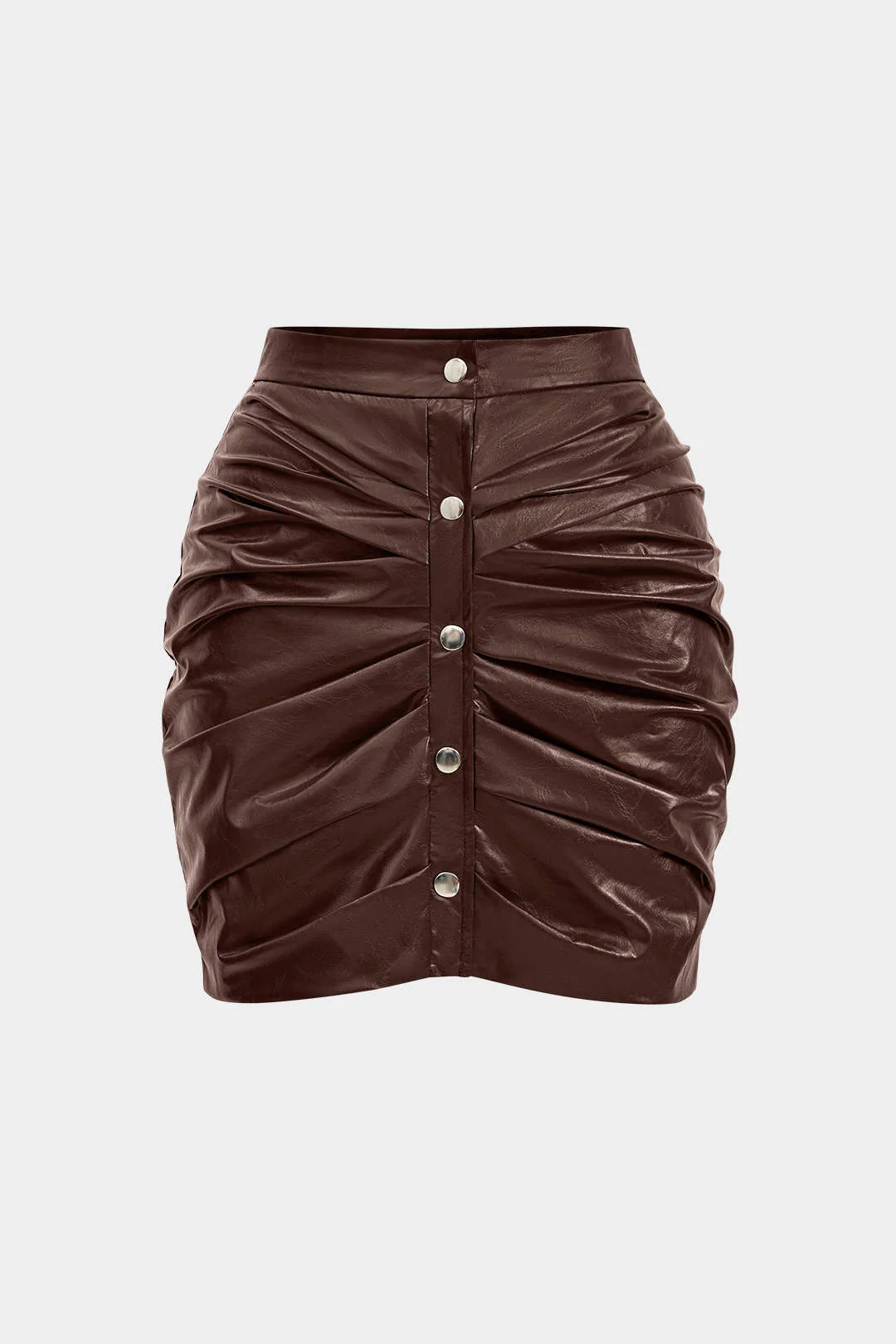 Faux Leather Gathered Skirt