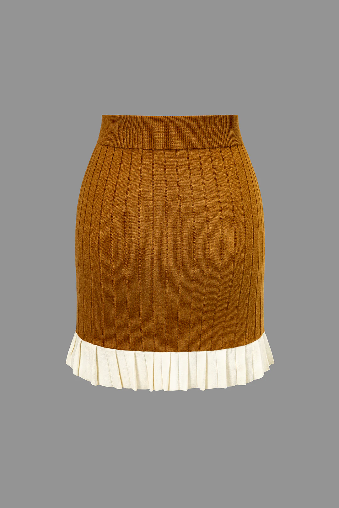 Color Block Printed Knit Pleated Mini Skirt