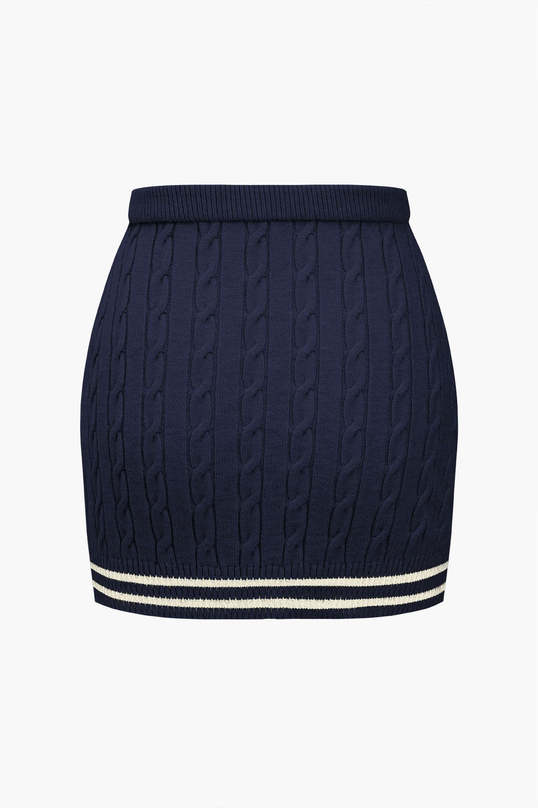 Color Block Print Knitted Button Skirt