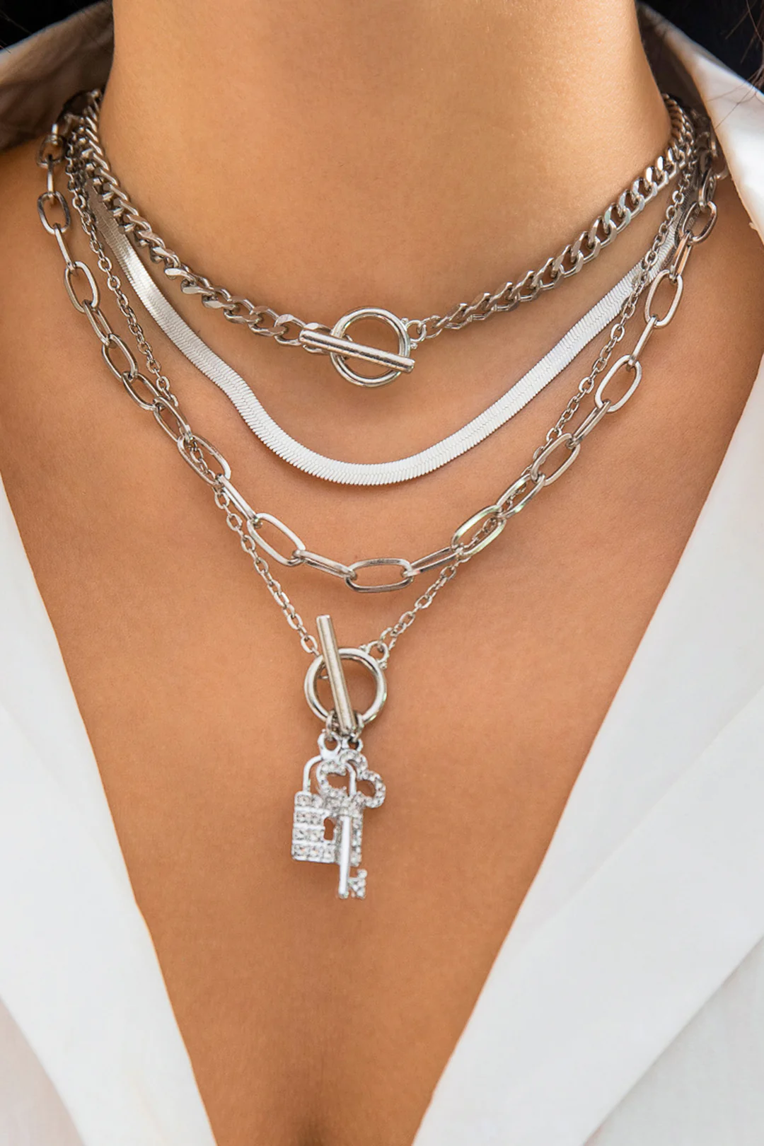Metal Rhinestone Chain Necklace