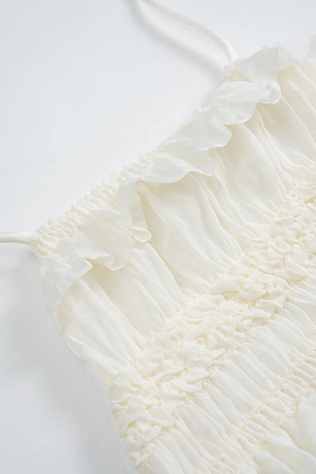 Chiffon Halter Neck Ribbed Ruffle Backless Tie-Up Sleeveless Maxi Dress