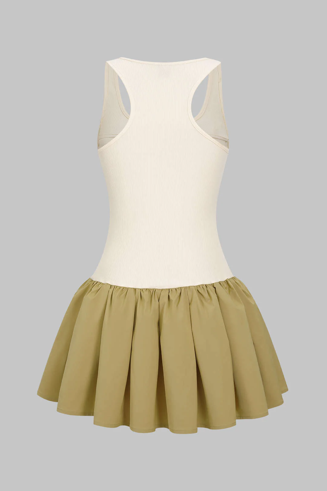 Patchwork Ruched Pocket Sleeveless Mini Dress