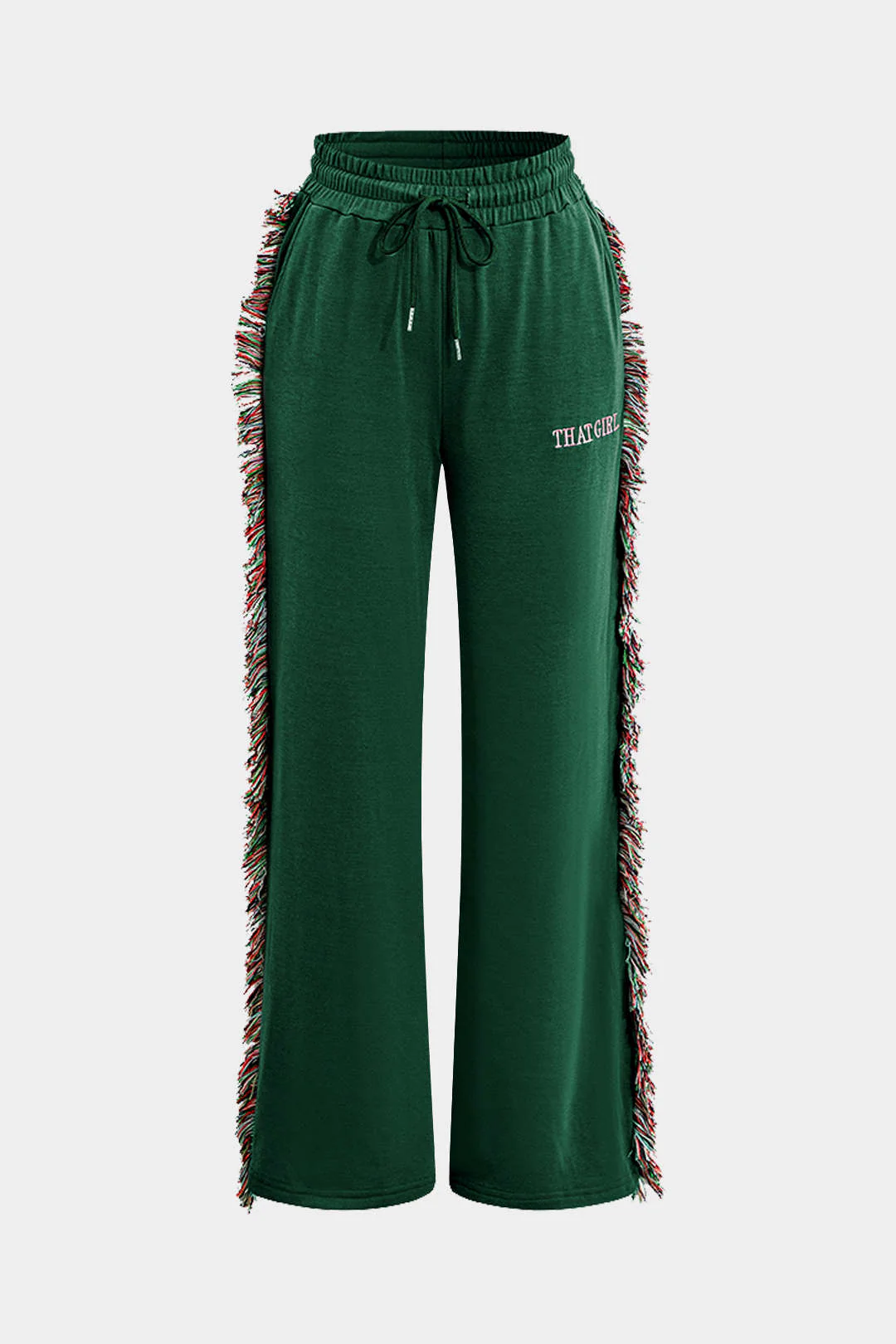 Letter Printed T-shirt and Tassel Drawstring Pant Set