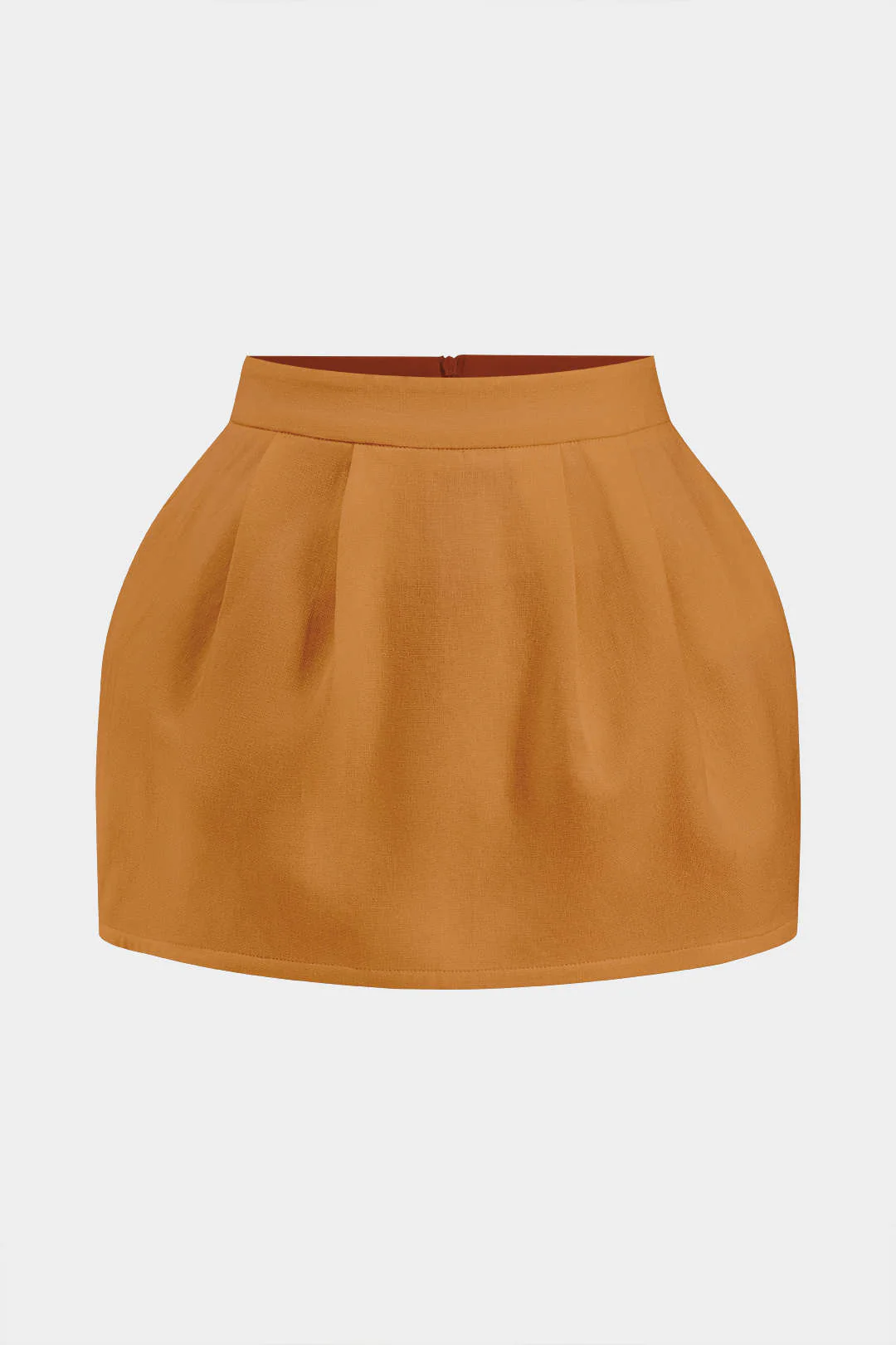 Linen Ruched Zipper Skirt