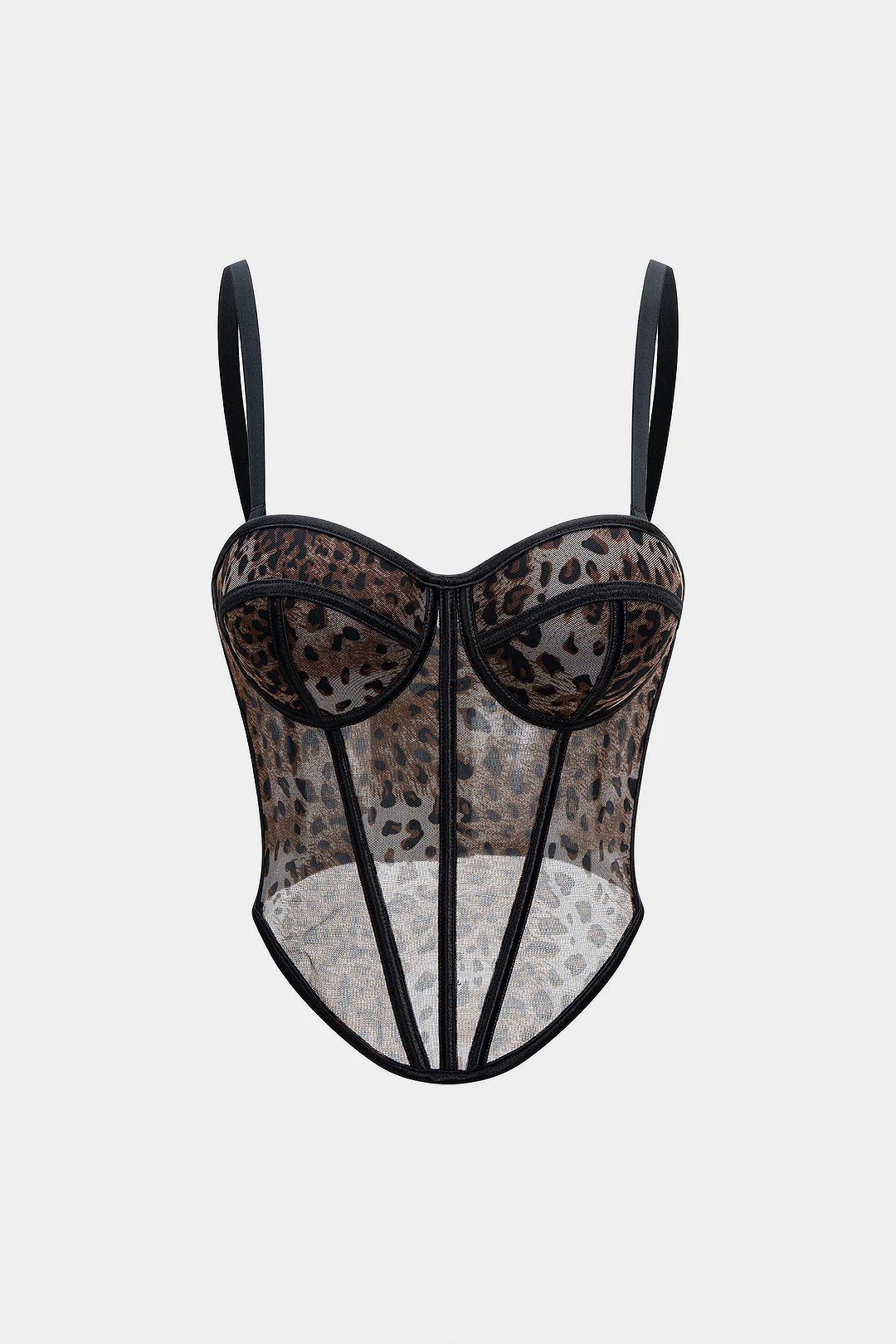 Mesh Leopard Print Bustier Cami Top