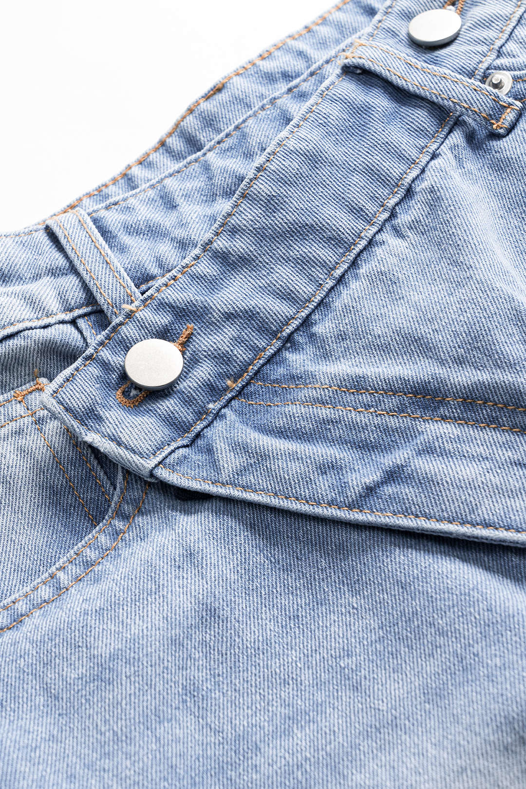 Asymmetrical Button Pocket Ripped Denim Shorts