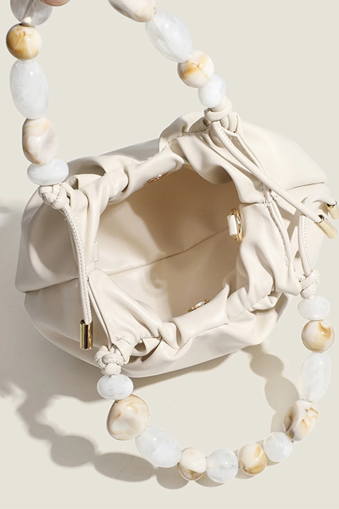 Chain Faux Leather Beaded Crossbody Shoulder Bag