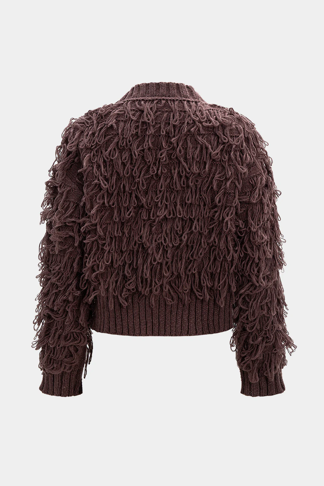 Knit Button Fringe Cardigan