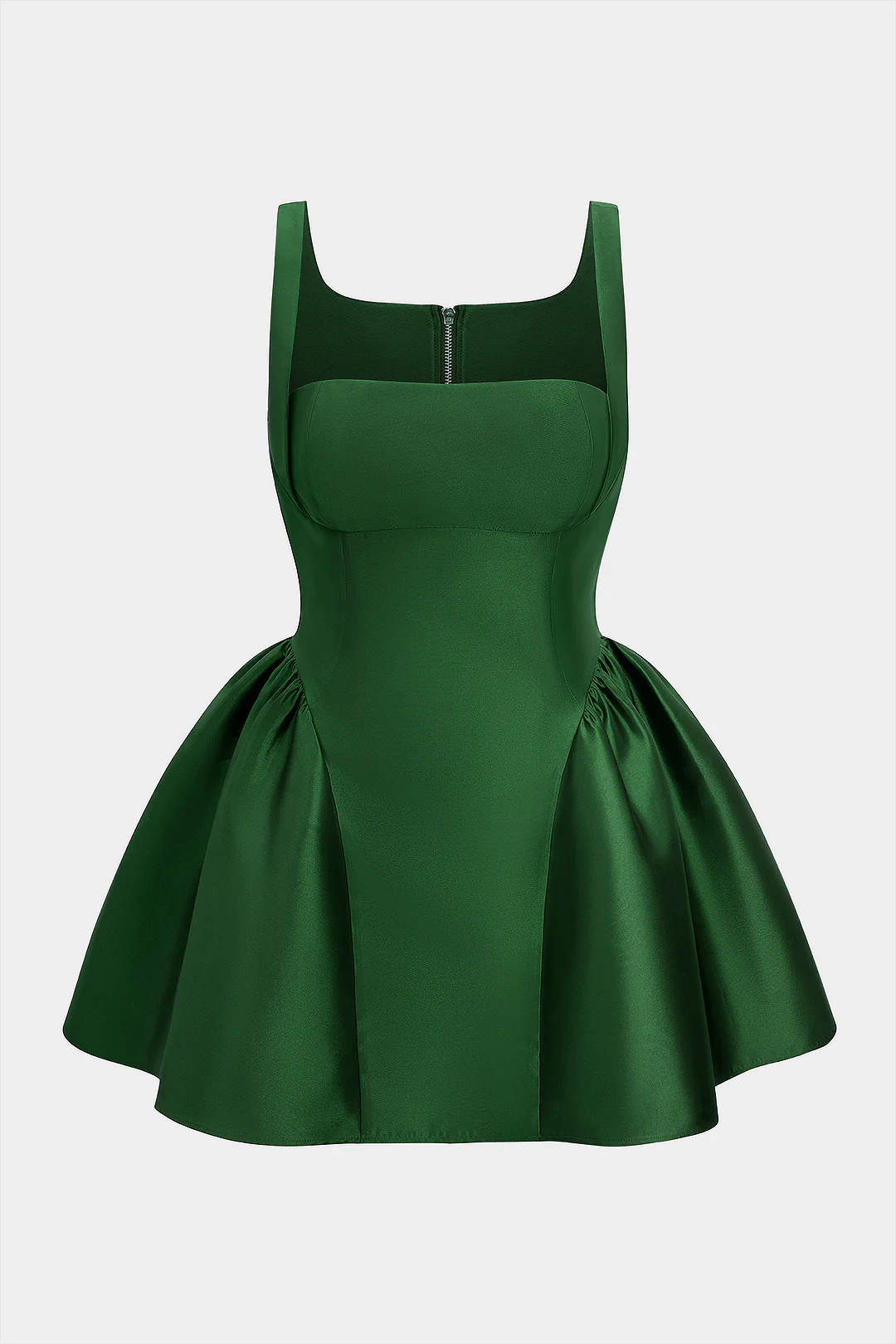 Plus Size Zipper Puff Sleeveless Mini Dress