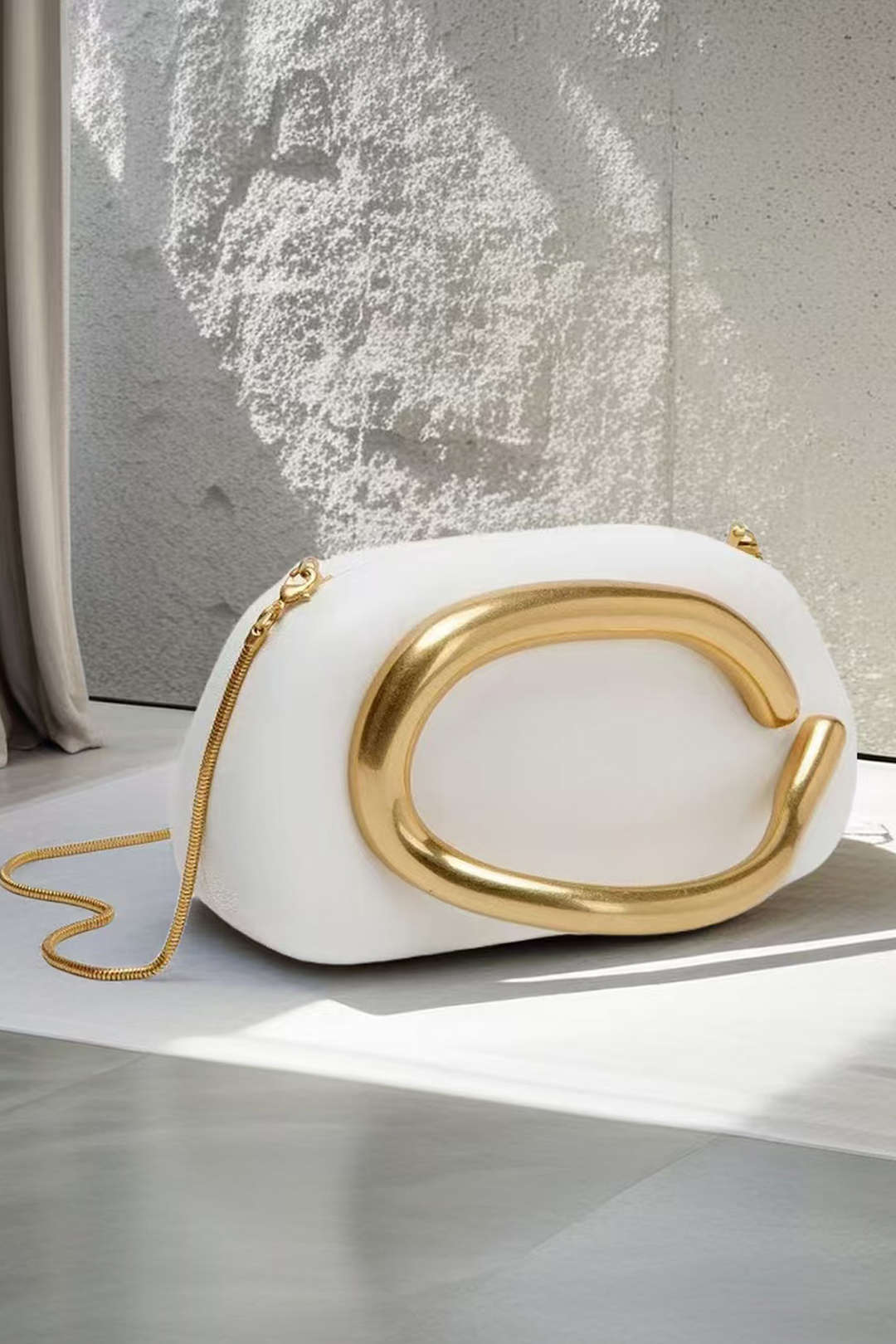 Faux Leather Metal Decor Clutch Purse