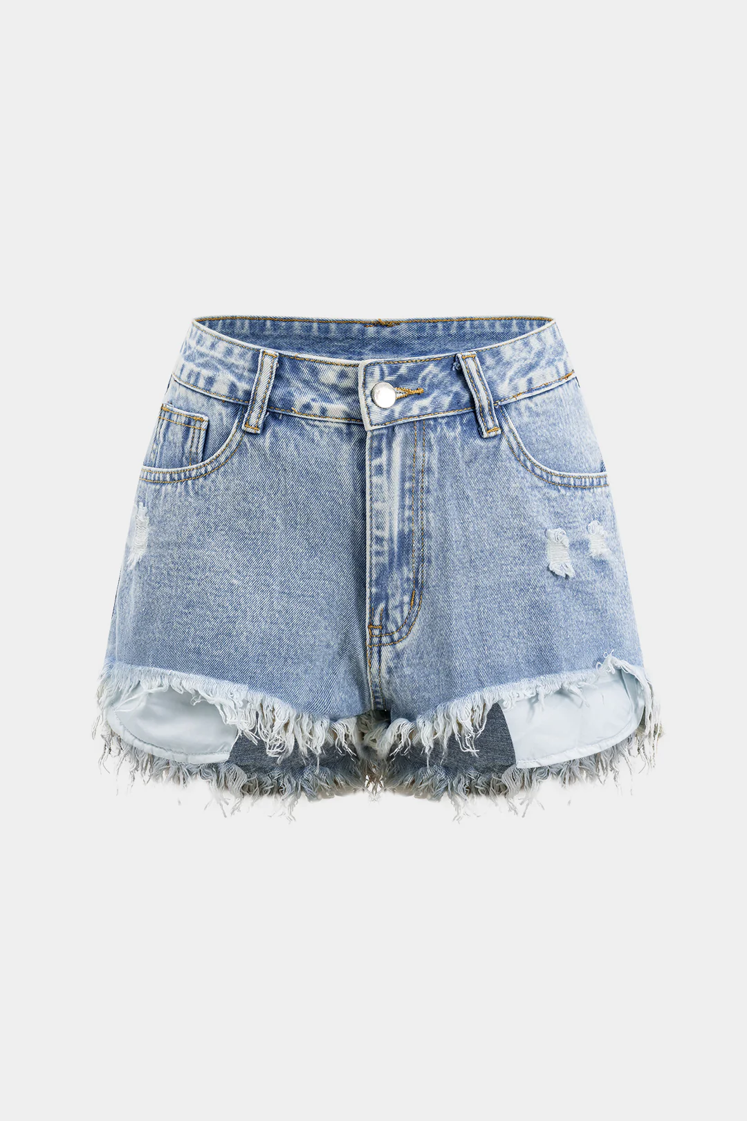 Denim Washed Button Pocket Shorts