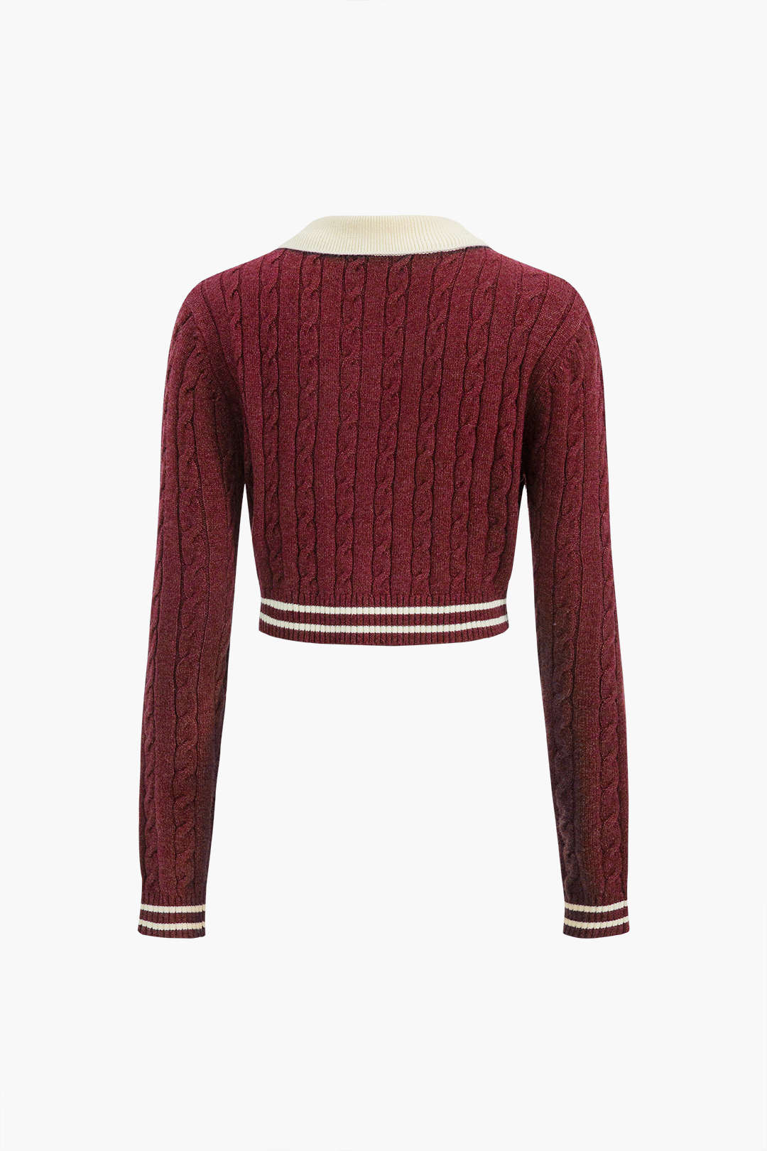 Color Block Knit Button with Fake Pockets Long Sleeve Top