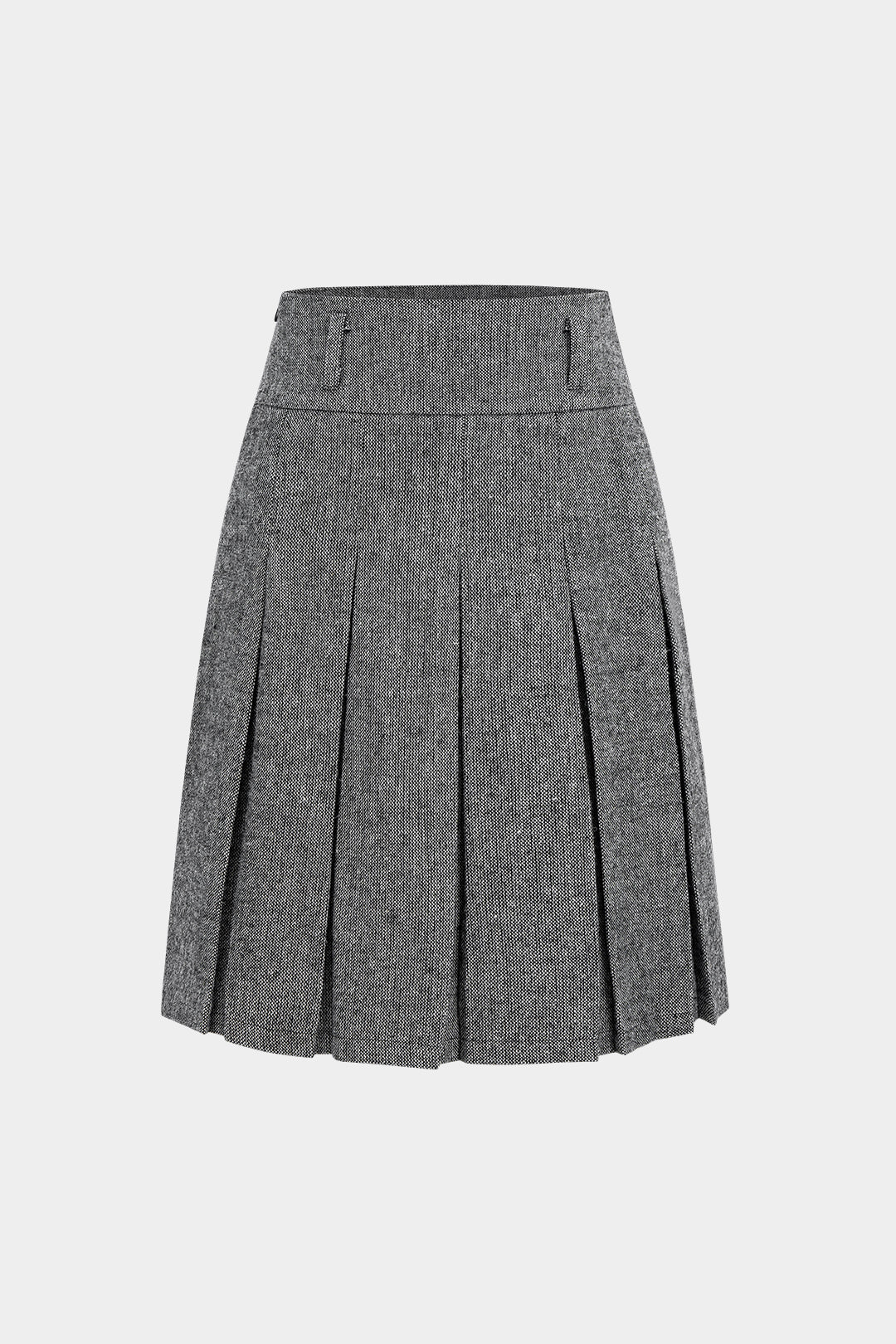 Solid Texture Pleated Skirt