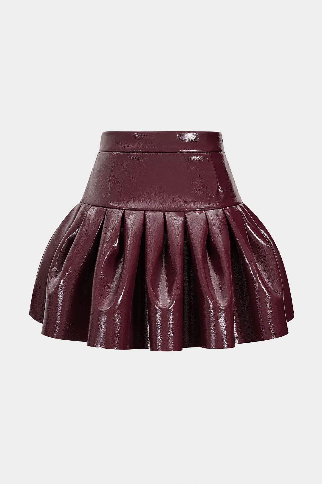 Faux Leather Puff Ruched Skirt