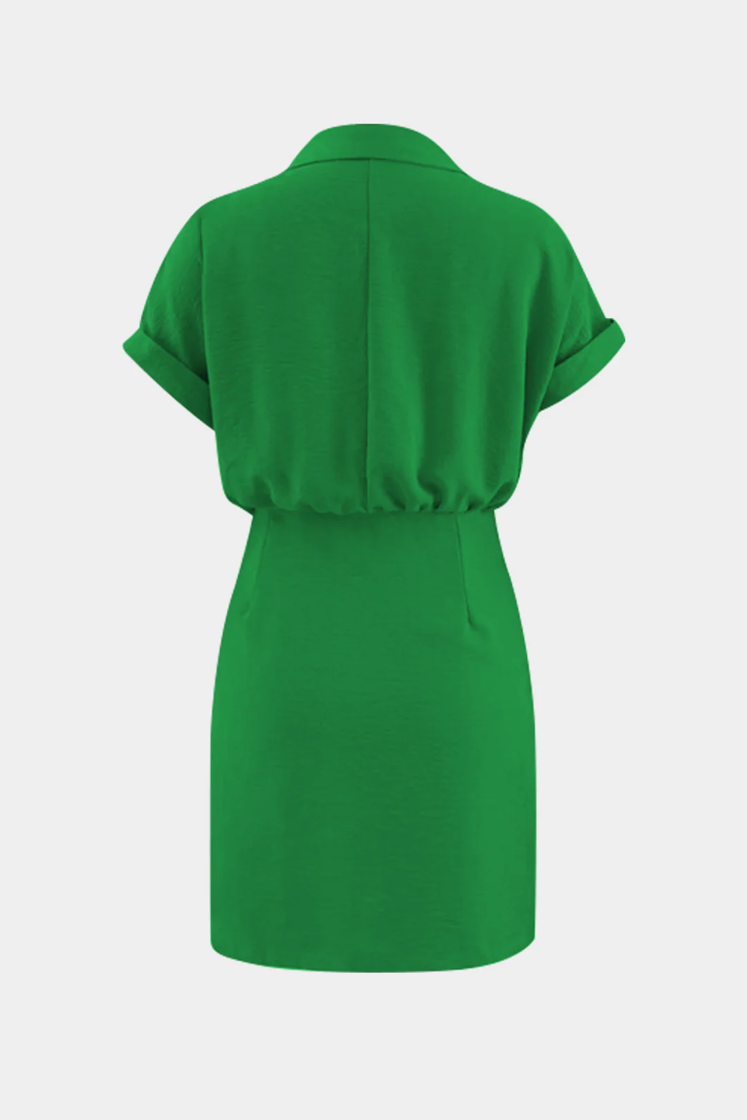 V-Neck Ruched Short-Sleeve Midi Dress