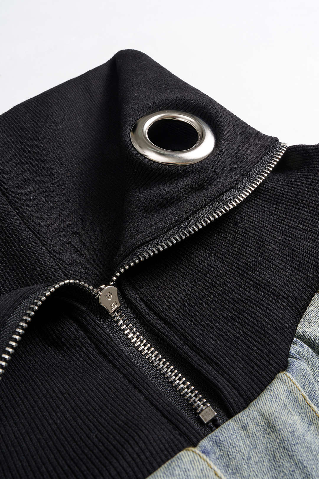 Denim Patchwork Zipper Mini Skirt