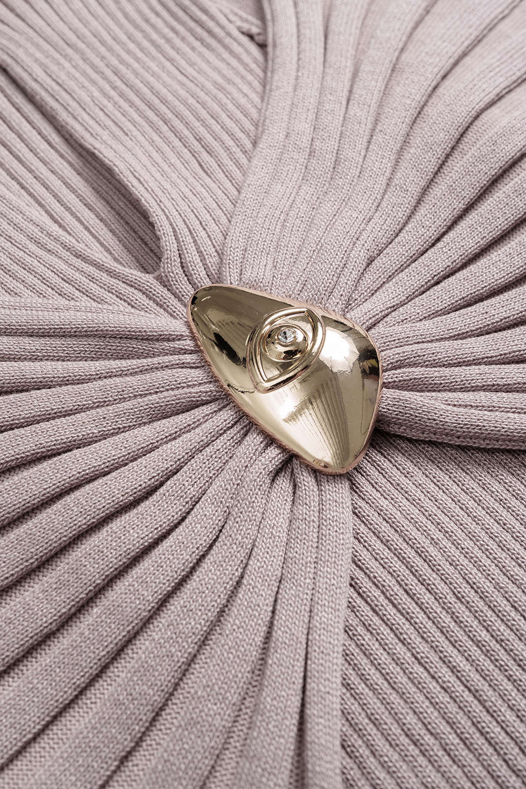 Metallic Decorative Round Neck Cut-Out Twist Knot Maxi Dress