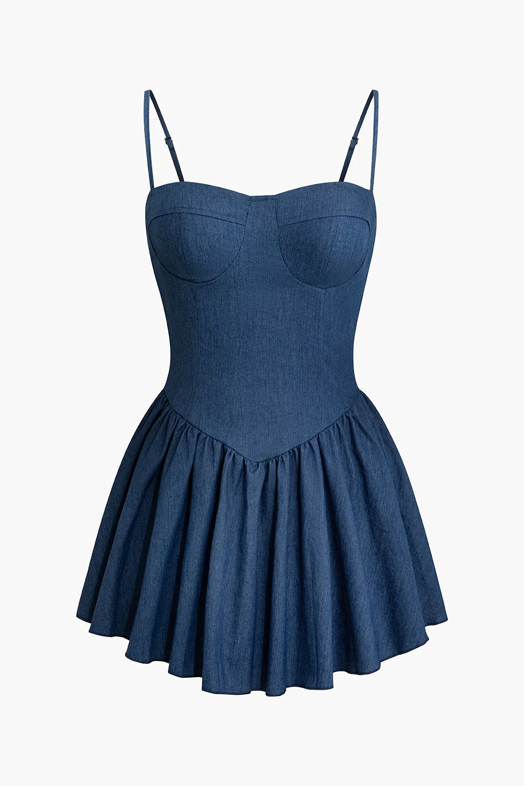 Ruched Bustier Denim Cami Dress