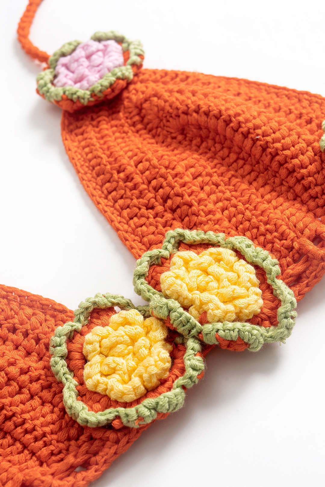 Knit 3D Floral Tie-Up Strappy Backless Cami Top